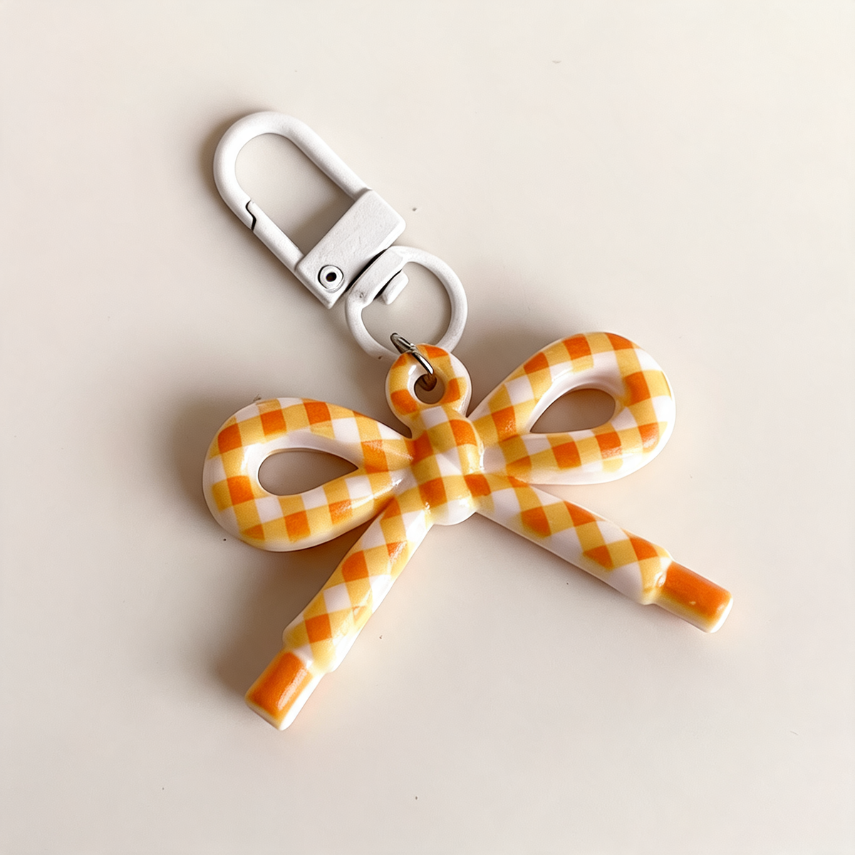 Gingham Bow Bag Charm — three-quarter product view | Mak&Malva gallery 1-3