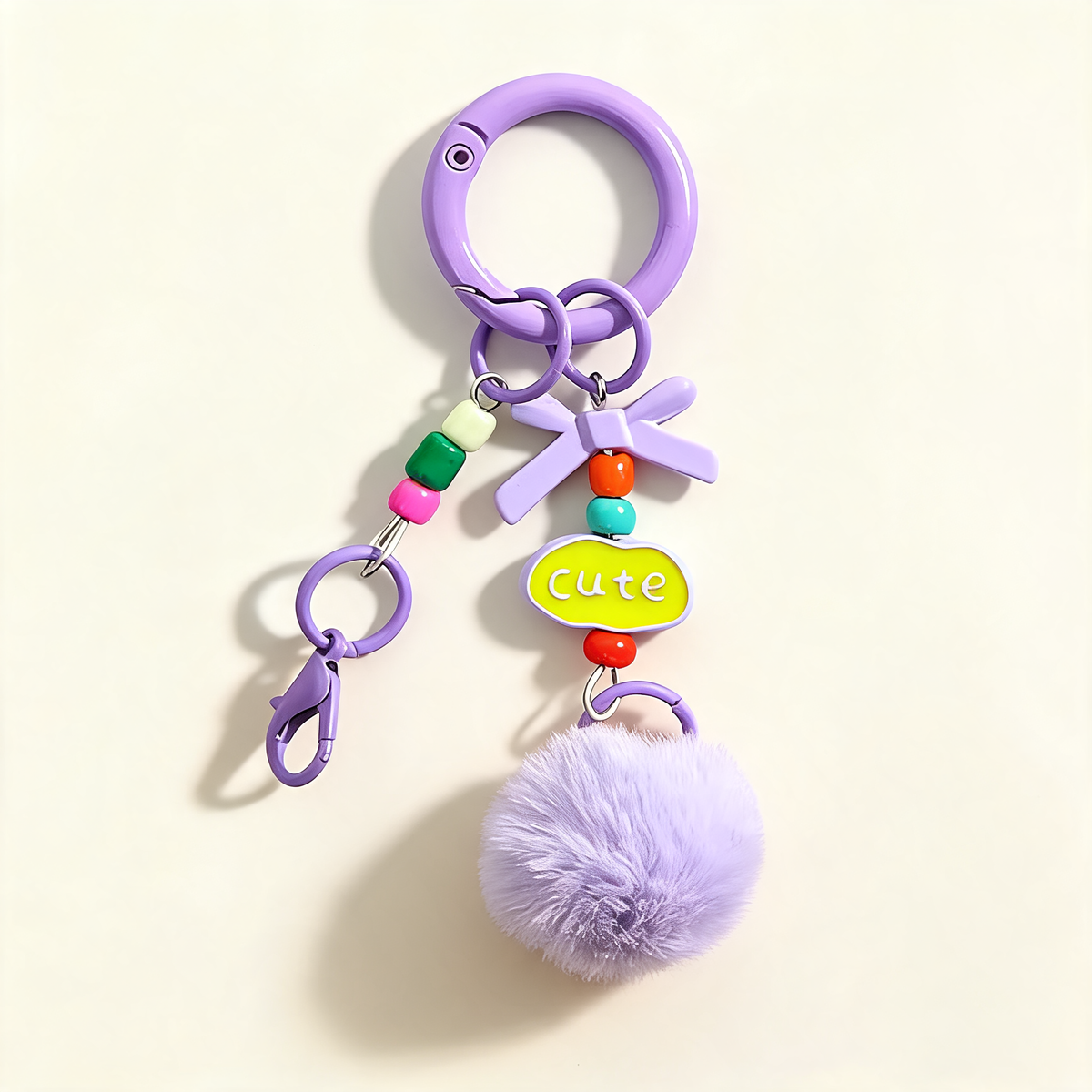 Pom Pom Bead Chain Bag Charm — front product view | Mak&Malva gallery 1-3