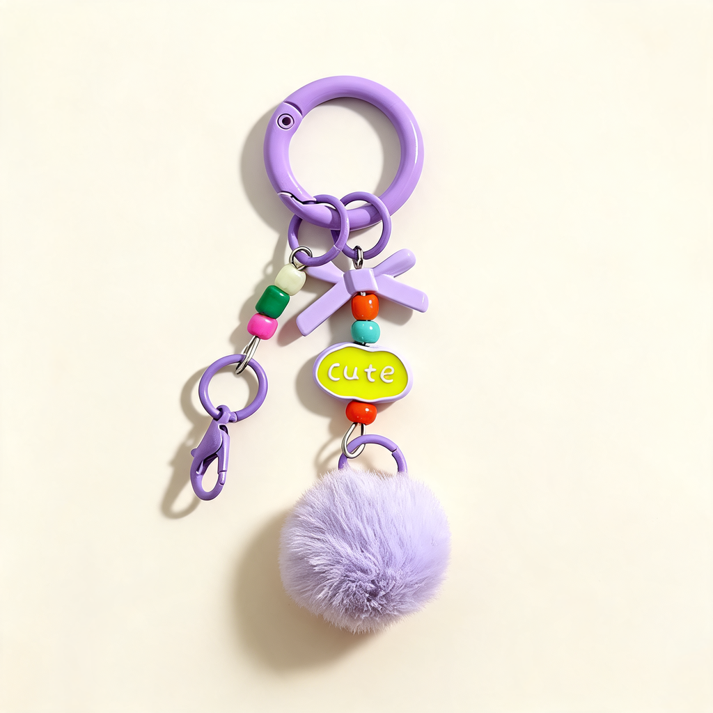 Pom Pom Bead Chain Bag Charm — three-quarter product view | Mak&Malva gallery 1-3