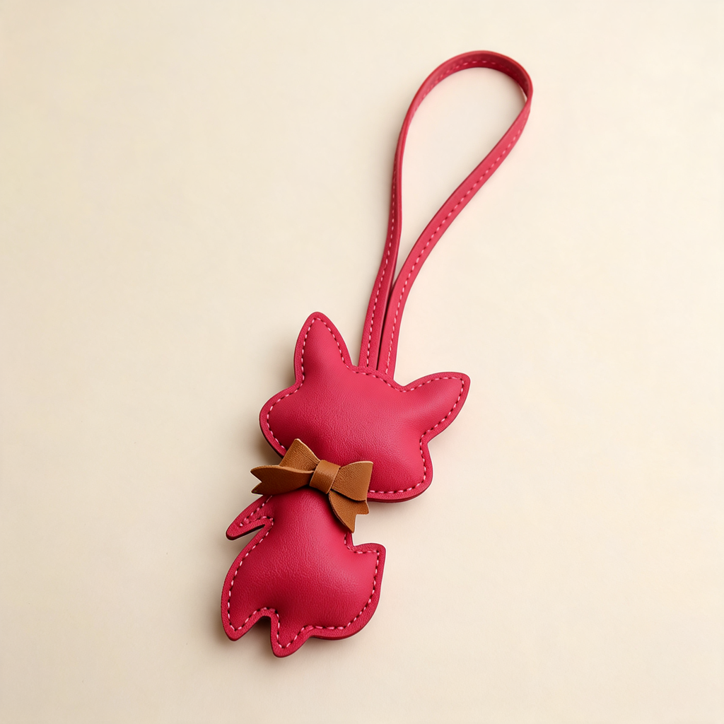Little Fox Faux Leather Bag Charm — three-quarter product view | Mak&Malva gallery 1-3