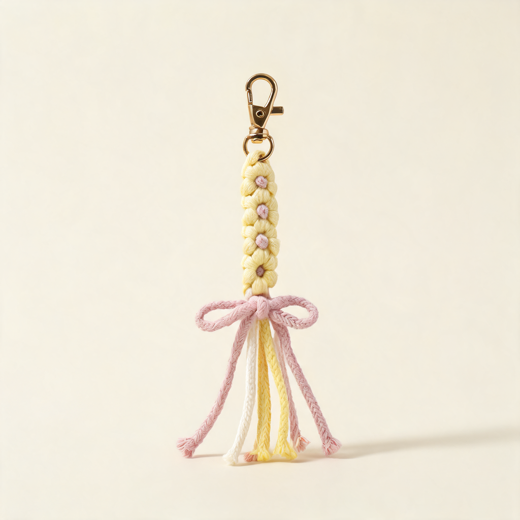 Cotton Knot And Flower Bag Charm — front product view | Mak&Malva gallery 1-3