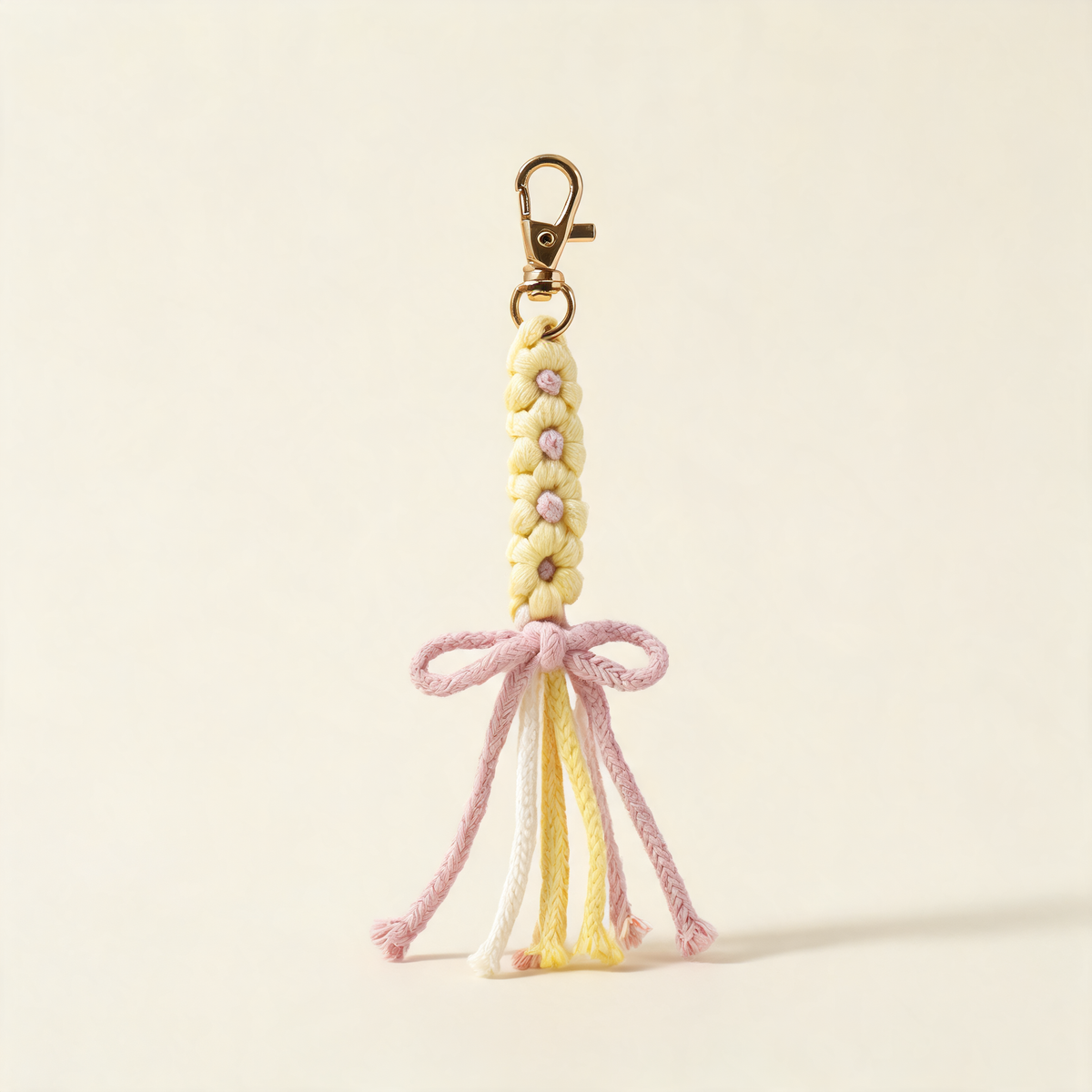 Cotton Knot And Flower Bag Charm — front product view | Mak&Malva gallery 1-3