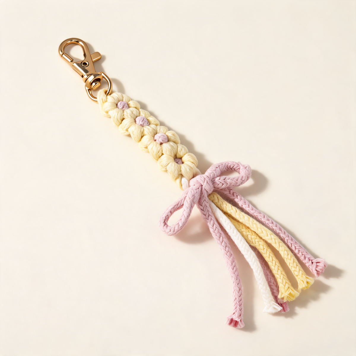 Cotton Knot And Flower Bag Charm — three-quarter product view | Mak&Malva gallery 1-3
