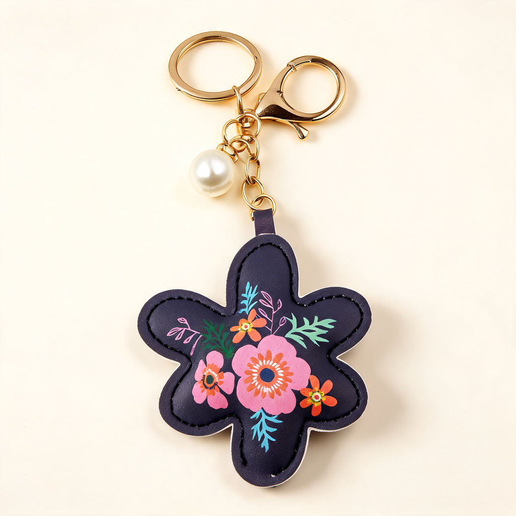 Botanical Flower Faux Leather Charm — front product view | Mak&Malva gallery 1-3