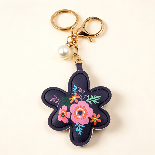 Botanical Flower Faux Leather Charm — front product view | Mak&Malva gallery 1-3