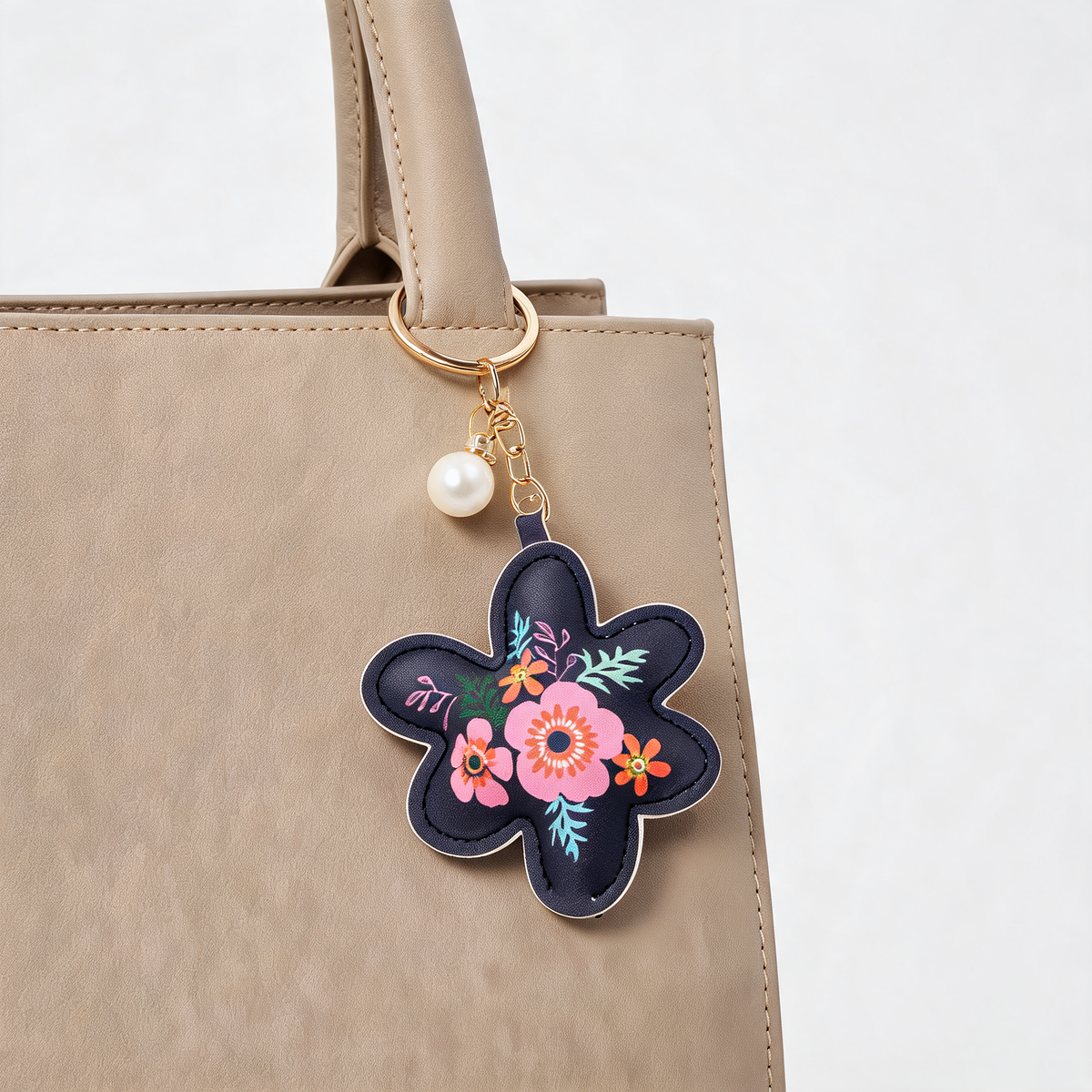 Botanical Flower Faux Leather Charm — lifestyle styling | Mak&Malva gallery 1-3