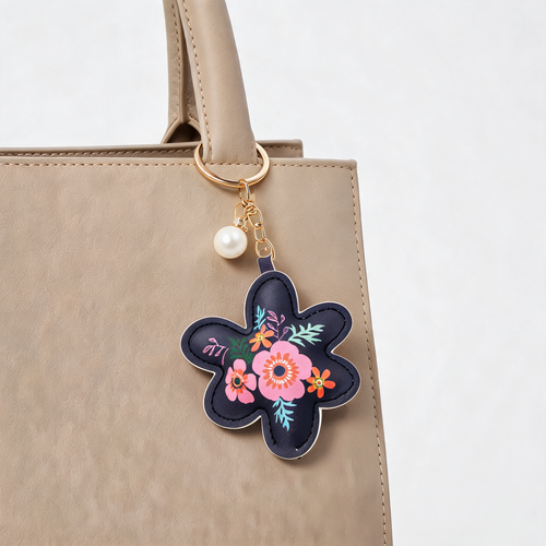 Botanical Flower Faux Leather Charm — lifestyle styling | Mak&Malva gallery 1-3