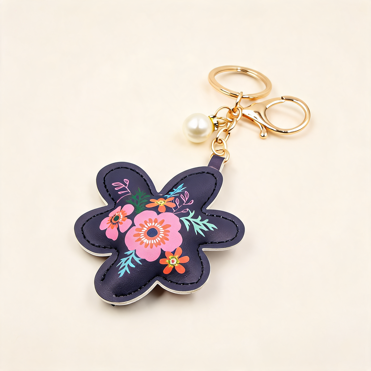 Botanical Flower Faux Leather Charm — three-quarter product view | Mak&Malva gallery 1-3