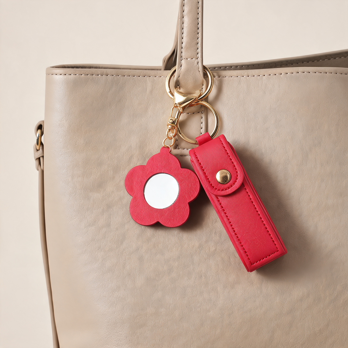 Petal Lipstick Holder Bag Charm — lifestyle styling | Mak&Malva gallery 1-3