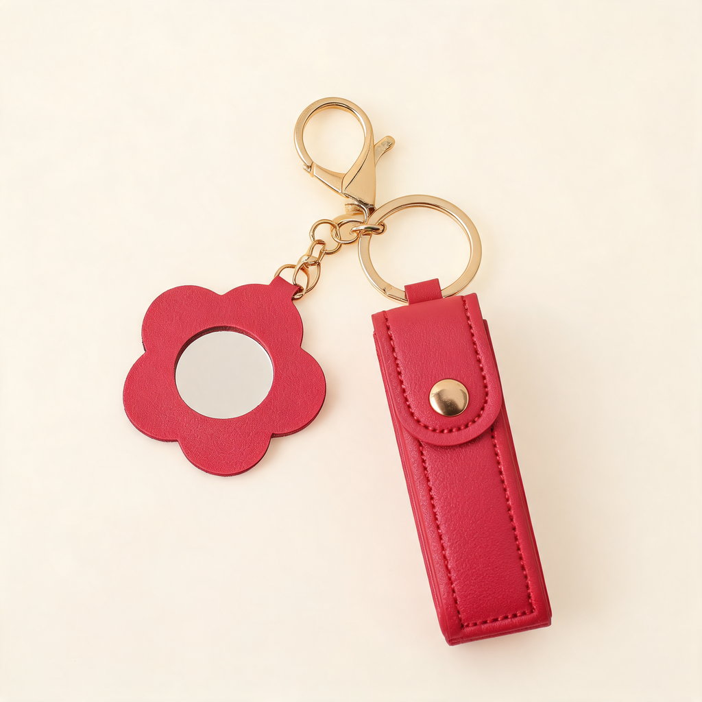 Petal Lipstick Holder Bag Charm — three-quarter product view | Mak&Malva gallery 1-3