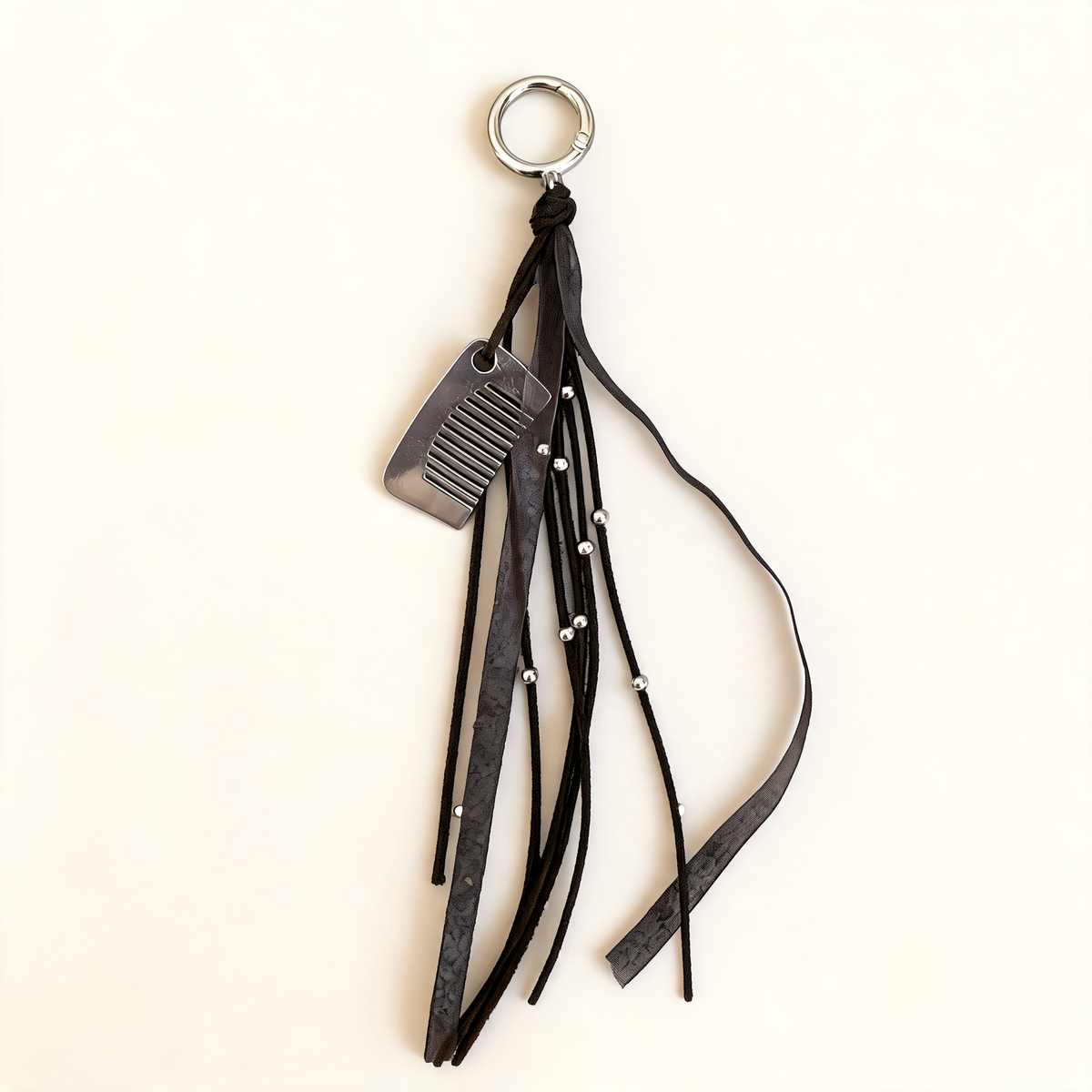 Long Fringe And Comb Bag Charm — front product view | Mak&Malva gallery 1-3
