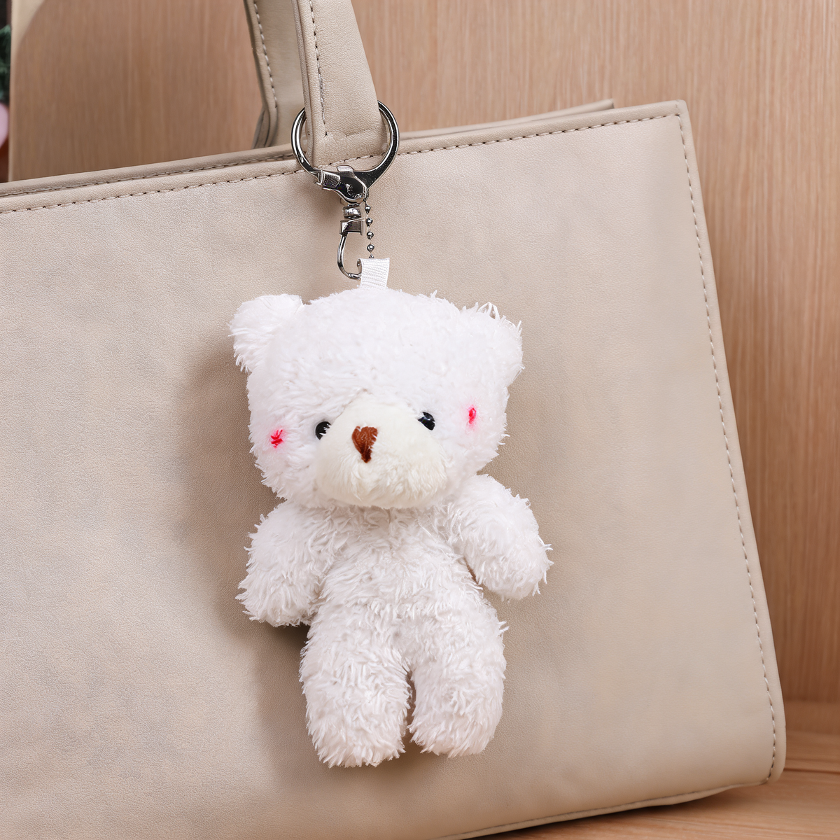 Blush Teddy Bag Charm — lifestyle styling | Mak&Malva gallery 1-3