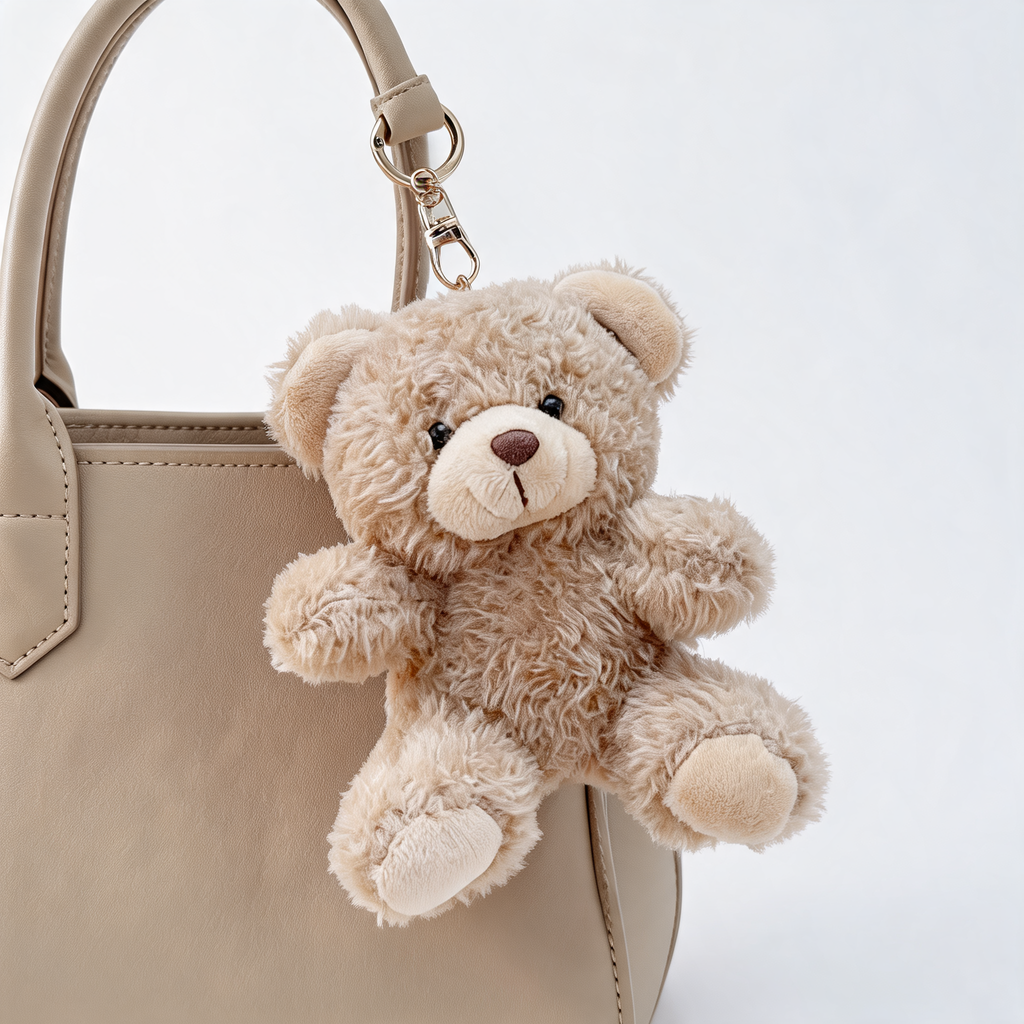 Soft Teddy Clip Bag Charm — lifestyle styling | Mak&Malva gallery 1-3