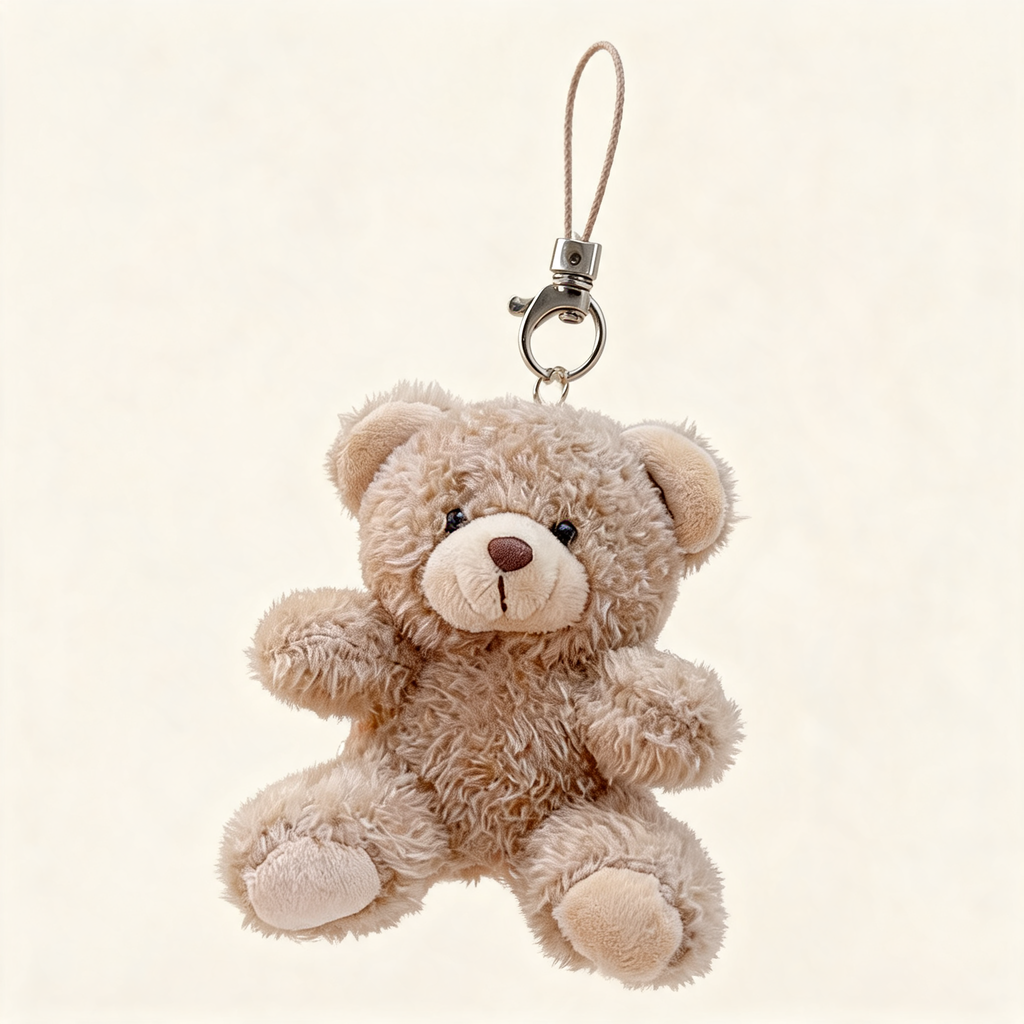 Soft Teddy Clip Bag Charm — three-quarter product view | Mak&Malva gallery 1-3