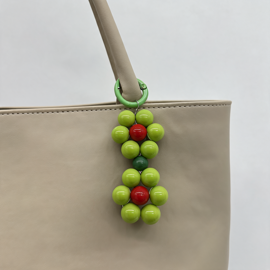 Beaded Daisy Loop Bag Charm — lifestyle styling | Mak&Malva gallery 1-3