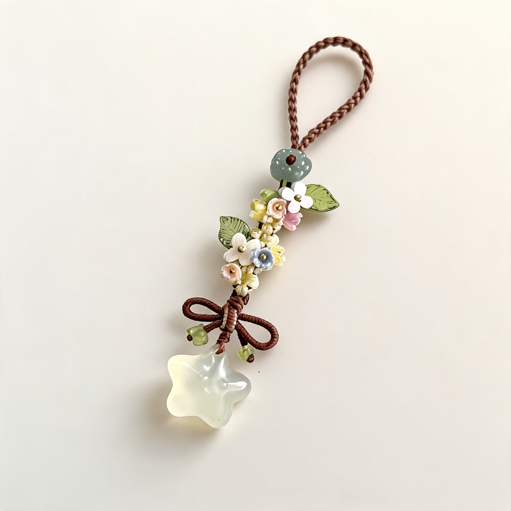 Star Blossom Beaded Bag Charm — front product view | Mak&Malva gallery 1-3