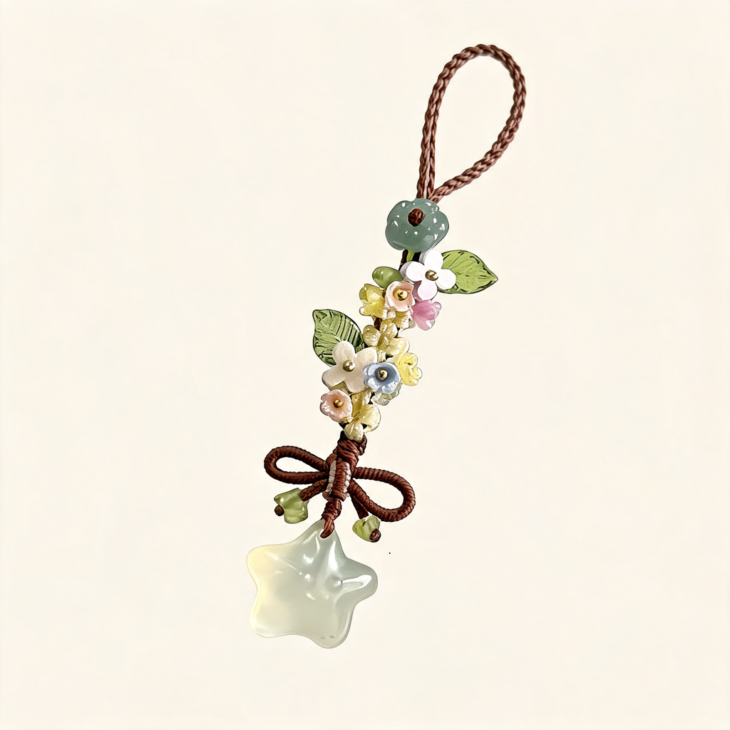 Star Blossom Beaded Bag Charm — three-quarter product view | Mak&Malva gallery 1-3