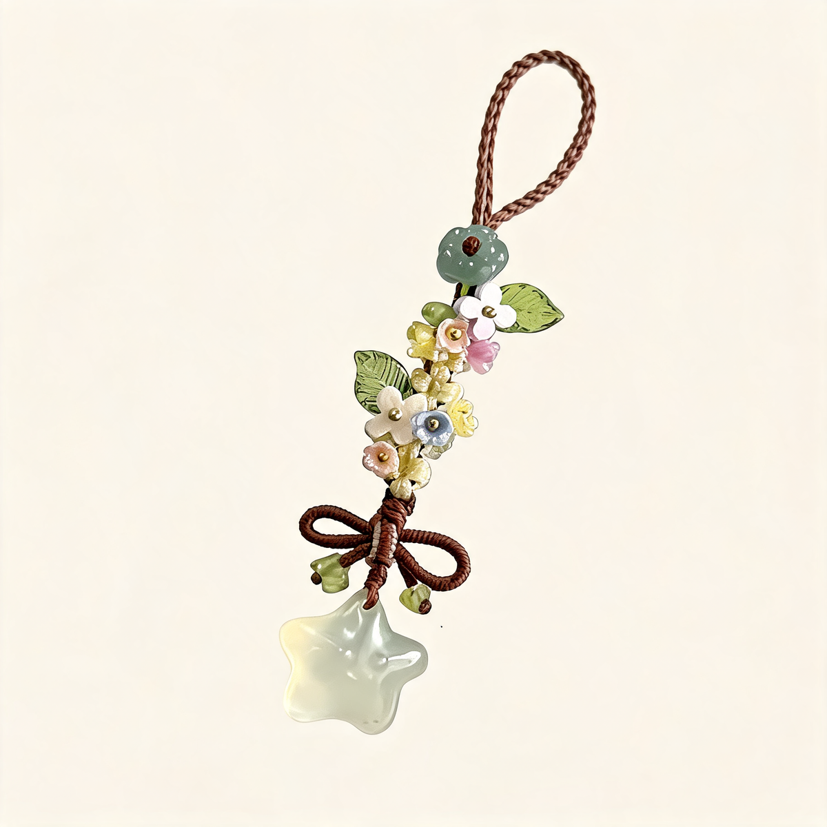 Star Blossom Beaded Bag Charm — three-quarter product view | Mak&Malva gallery 1-3