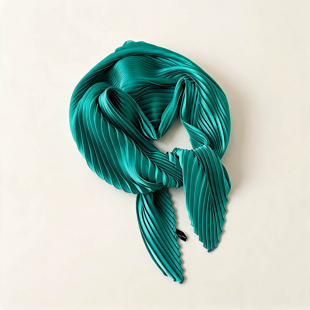 Pleated Square Scarf 70 — front product view | Mak&Malva gallery 1-3