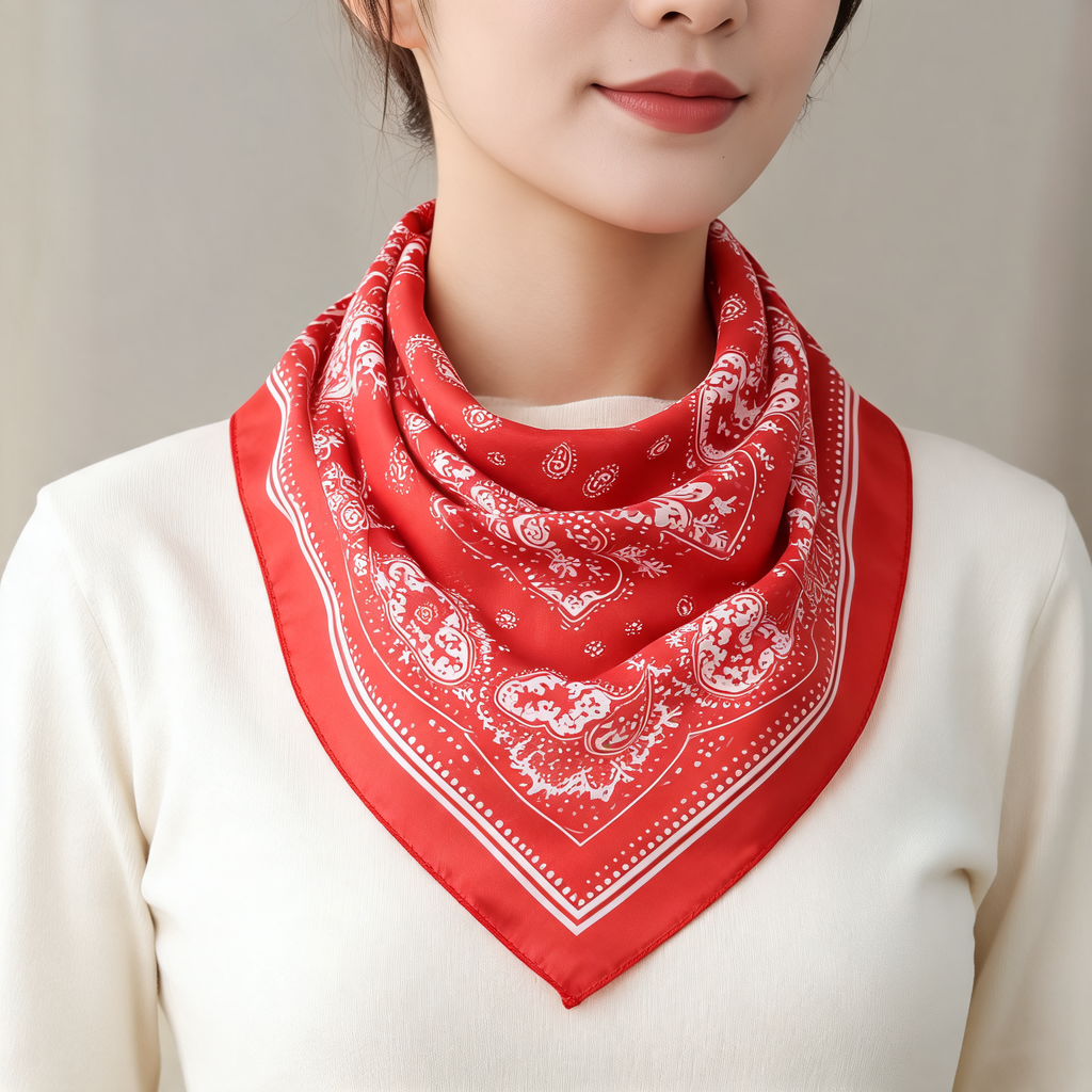 Classic Paisley Square Scarf — lifestyle styling | Mak&Malva gallery 1-3