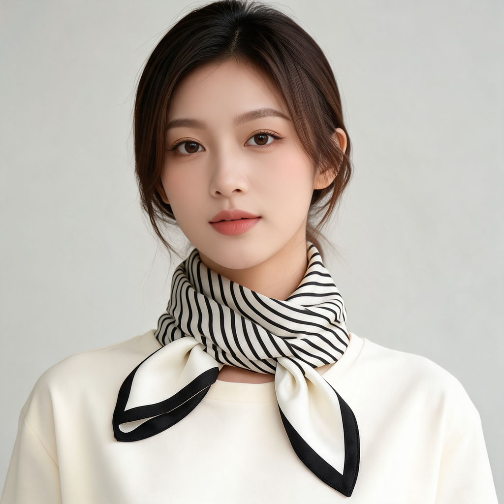 Clean Stripe Square Scarf — lifestyle styling | Mak&Malva gallery 1-3