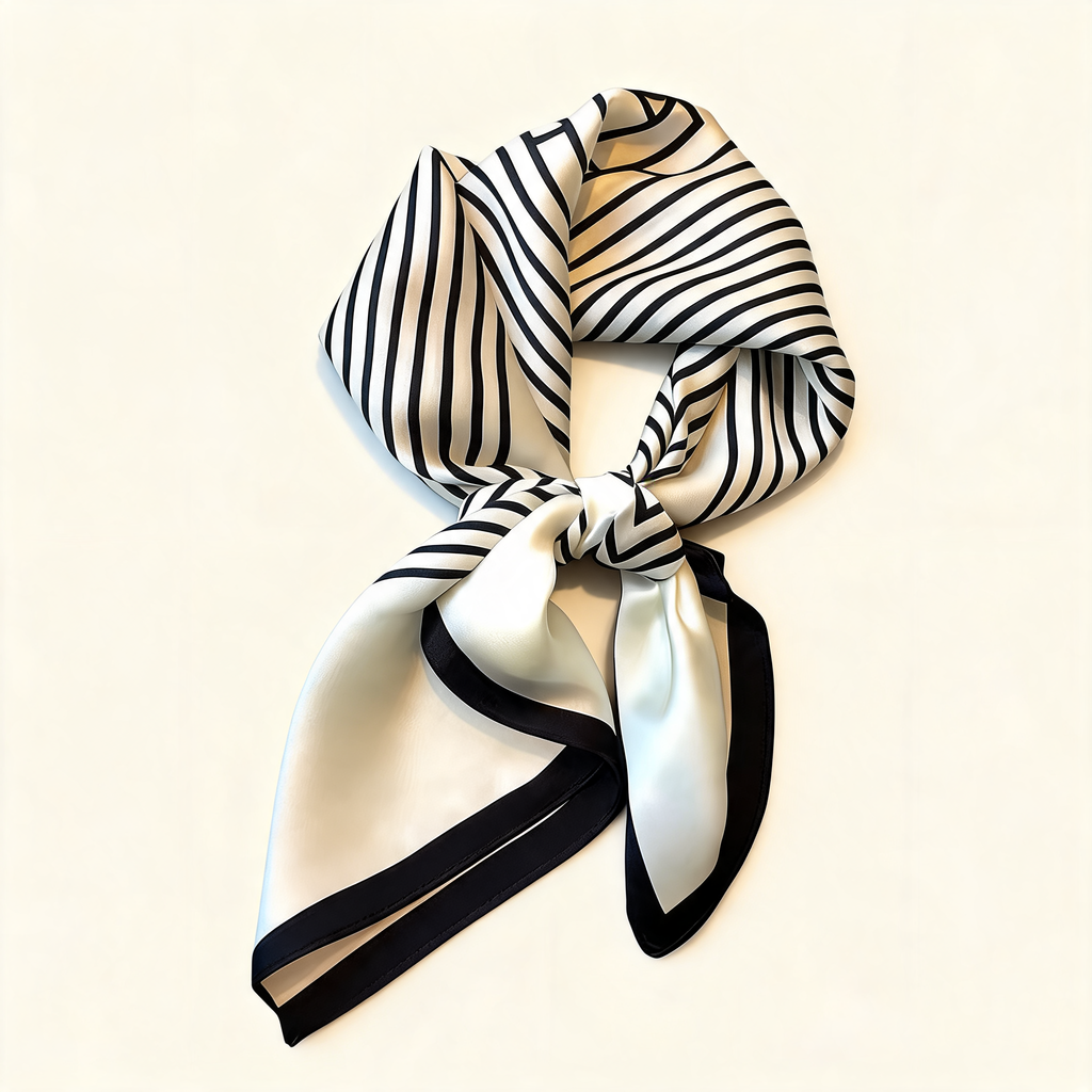 Clean Stripe Square Scarf — three-quarter product view | Mak&Malva gallery 1-3
