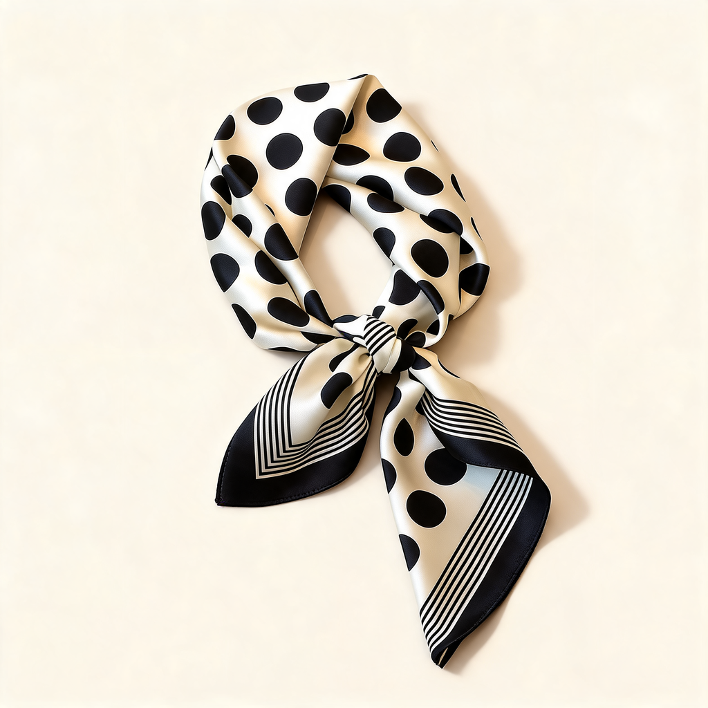 Monochrome Dot Square Scarf — front product view | Mak&Malva gallery 1-3