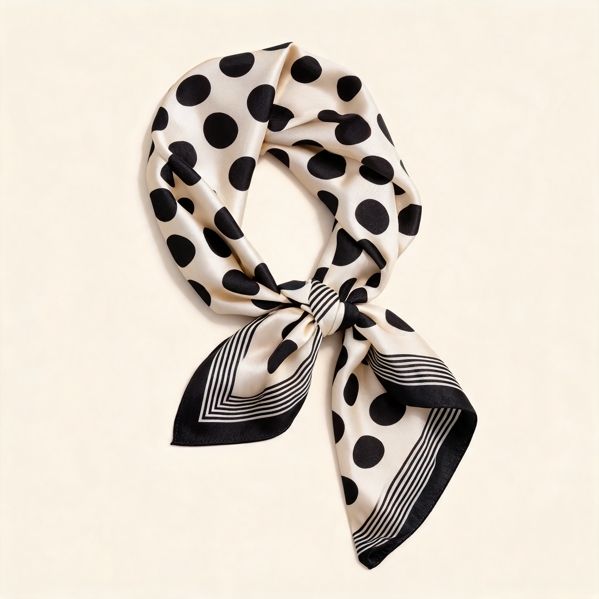 Monochrome Dot Square Scarf — three-quarter product view | Mak&Malva gallery 1-3