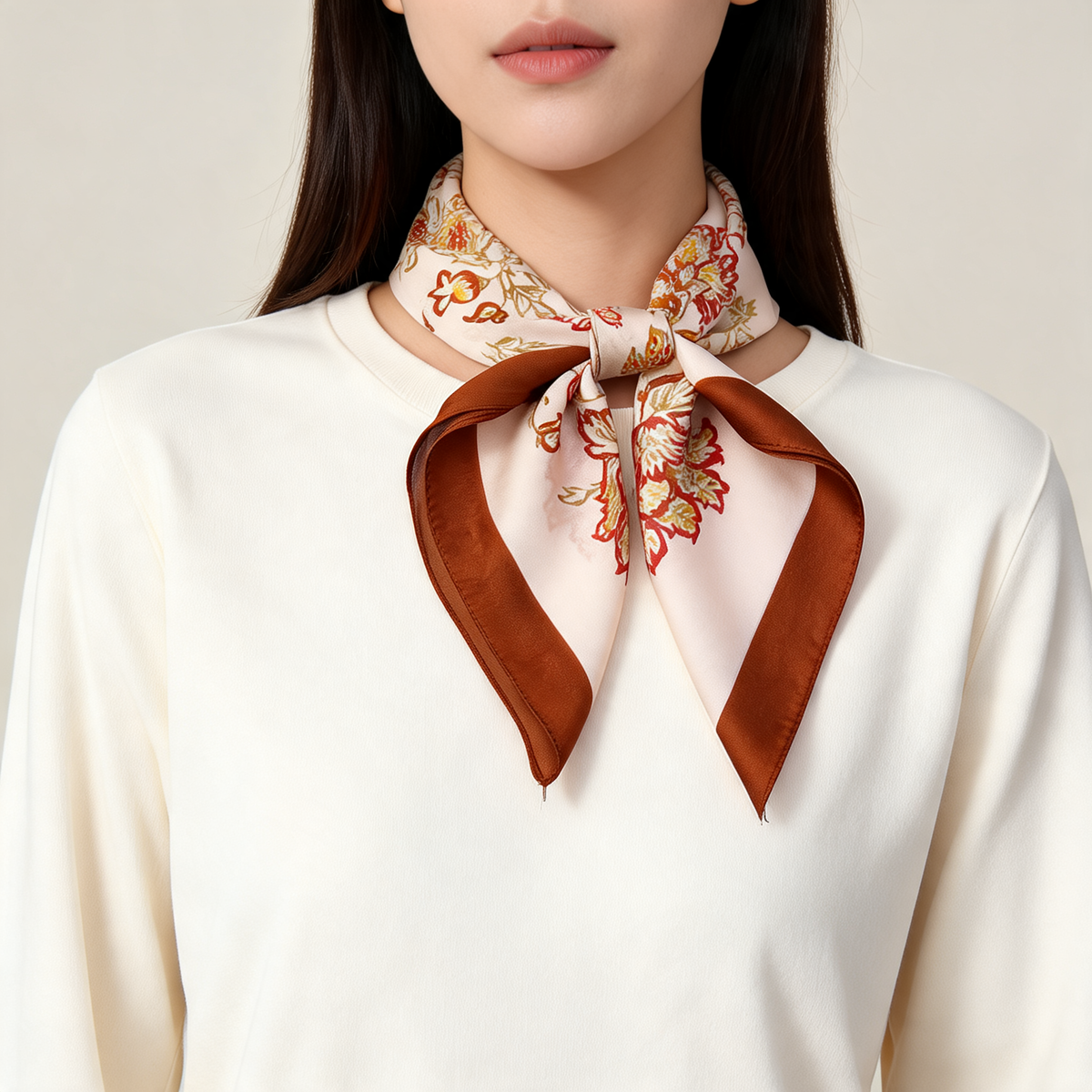 Petite Floral Square Scarf — lifestyle styling | Mak&Malva gallery 1-3