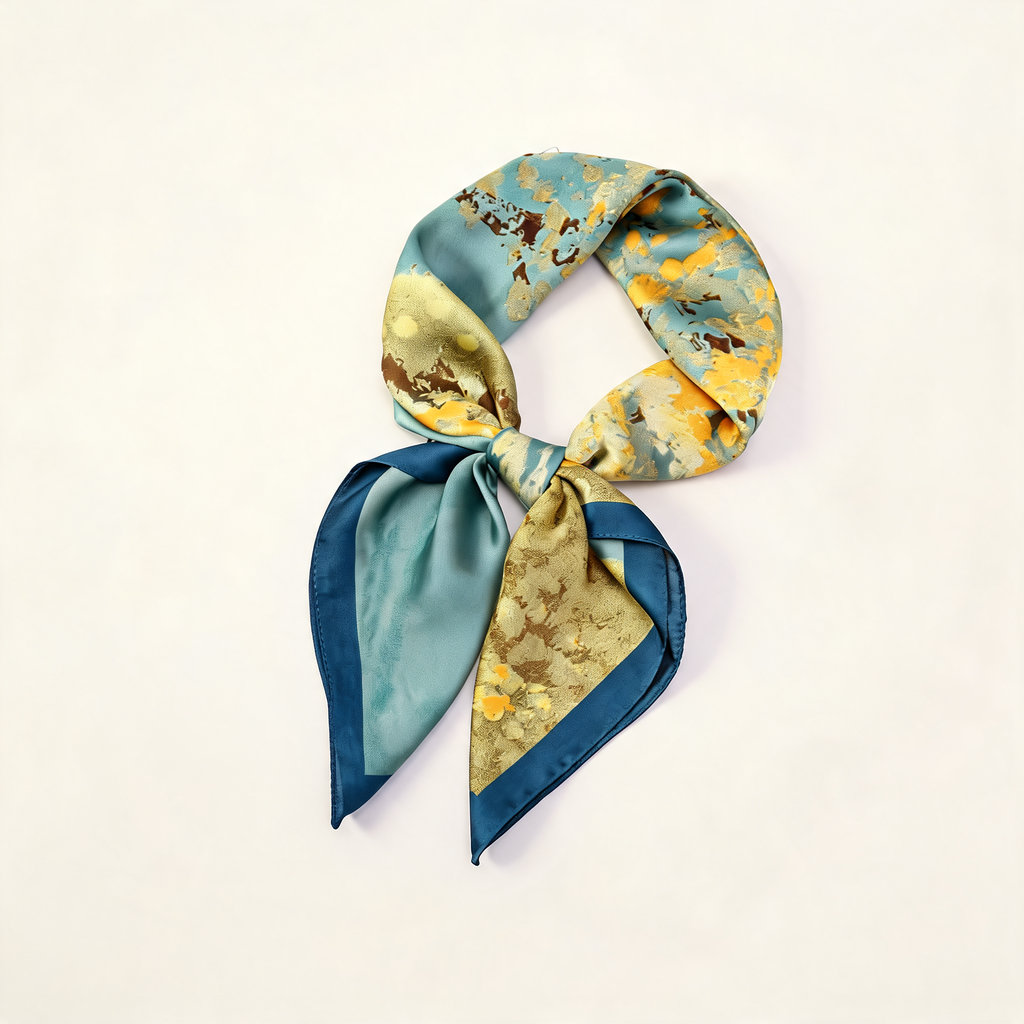 Painterly Botanical Square Scarf — three-quarter product view | Mak&Malva gallery 1-3