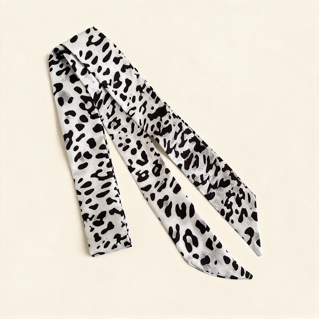 Leopard Ribbon Scarf — three-quarter product view | Mak&Malva gallery 1-3