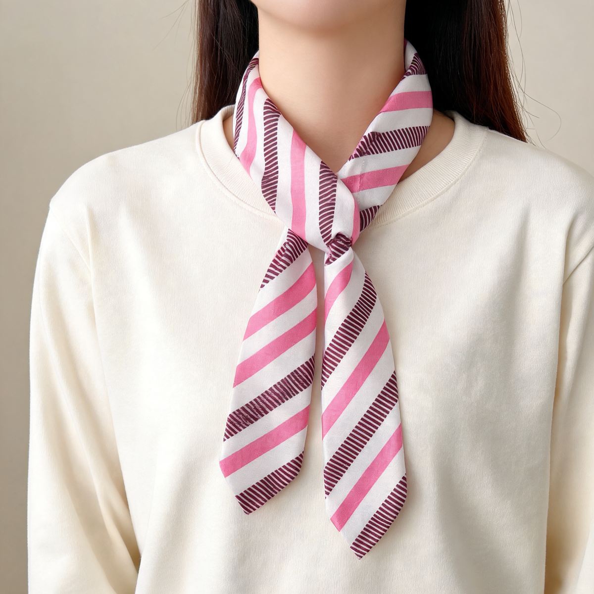 Stripe Ribbon Scarf — lifestyle styling | Mak&Malva gallery 1-3