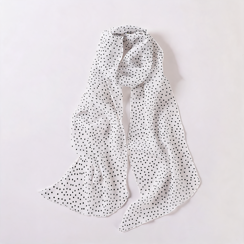 Long Polka Dot Scarf — three-quarter product view | Mak&Malva gallery 1-3