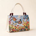 Butterfly Meadow Embroidered Tote — front product view | Mak&Malva gallery 1-3