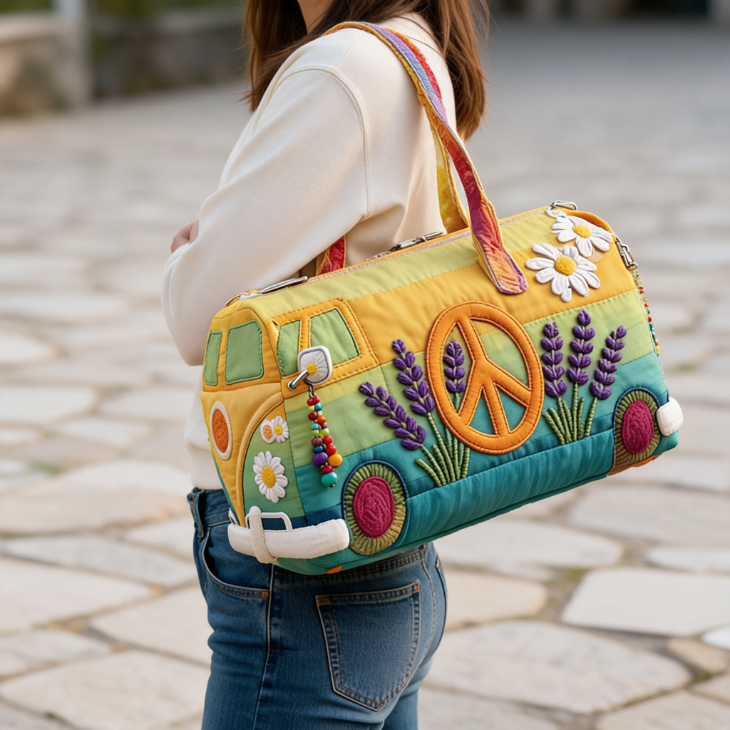 Flower Power Bus Print Carryall — lifestyle styling | Mak&Malva gallery 1-3