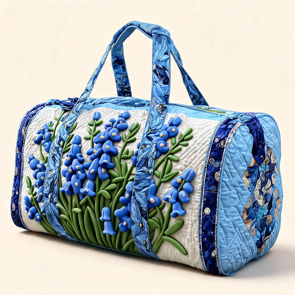 Bluebell Garden Print Carryall — front product view | Mak&Malva gallery 1-3