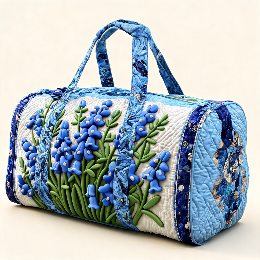 Bluebell Garden Print Carryall — three-quarter product view | Mak&Malva gallery 1-3