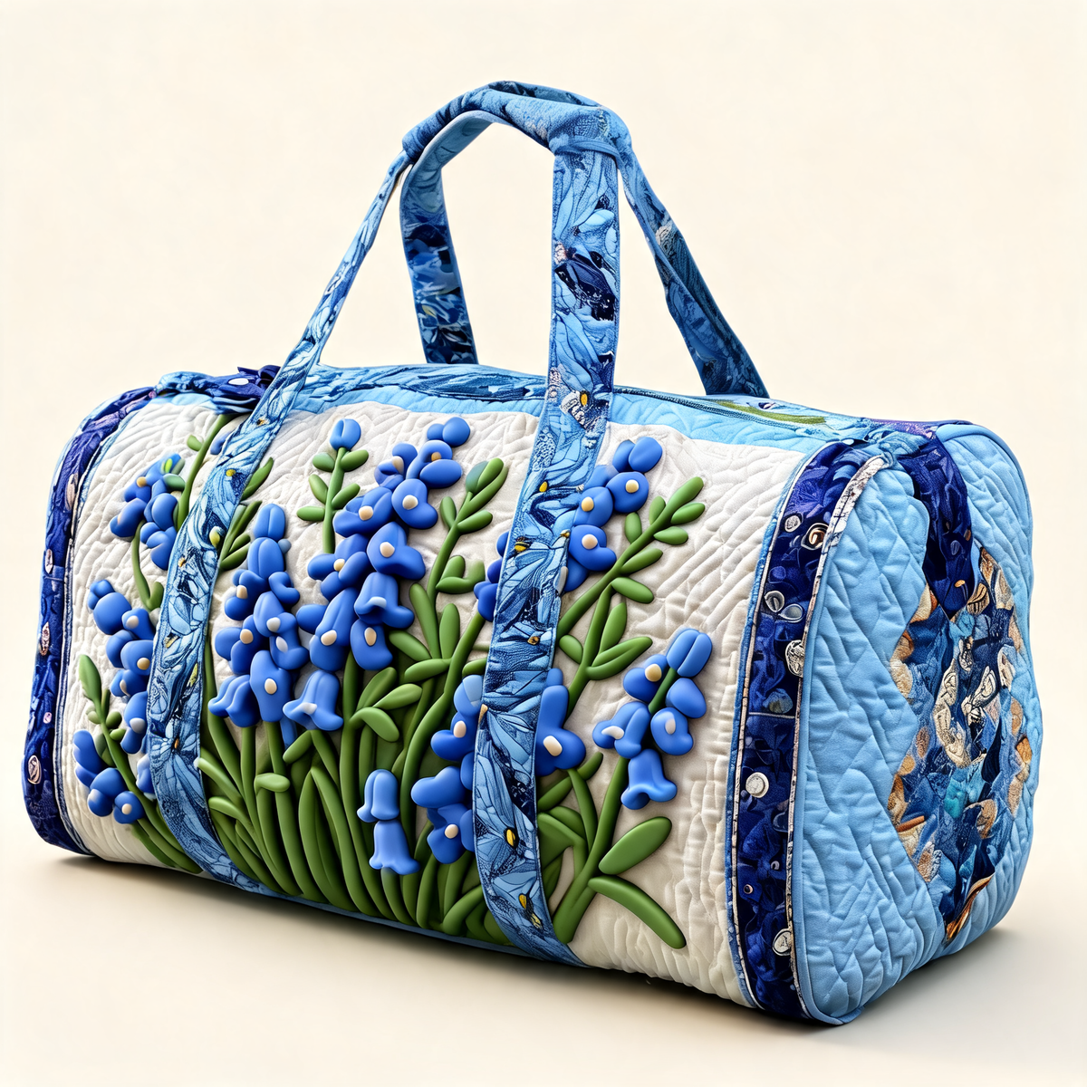 Bluebell Garden Print Carryall — three-quarter product view | Mak&Malva gallery 1-3