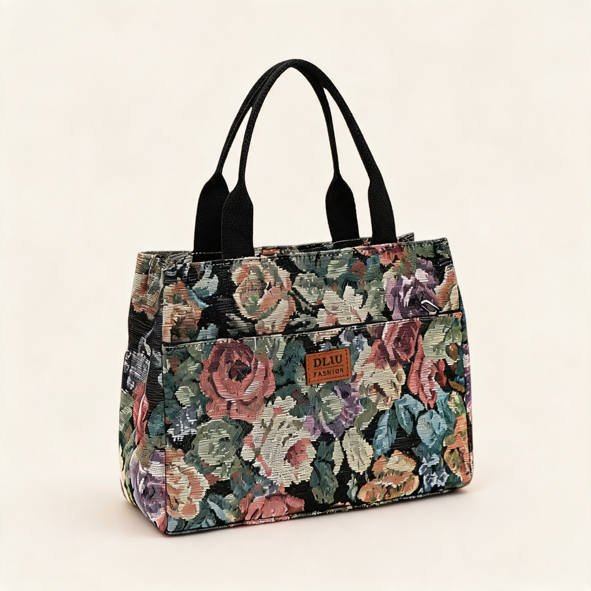 Painterly Rose Mini Tote — three-quarter product view | Mak&Malva gallery 1-3