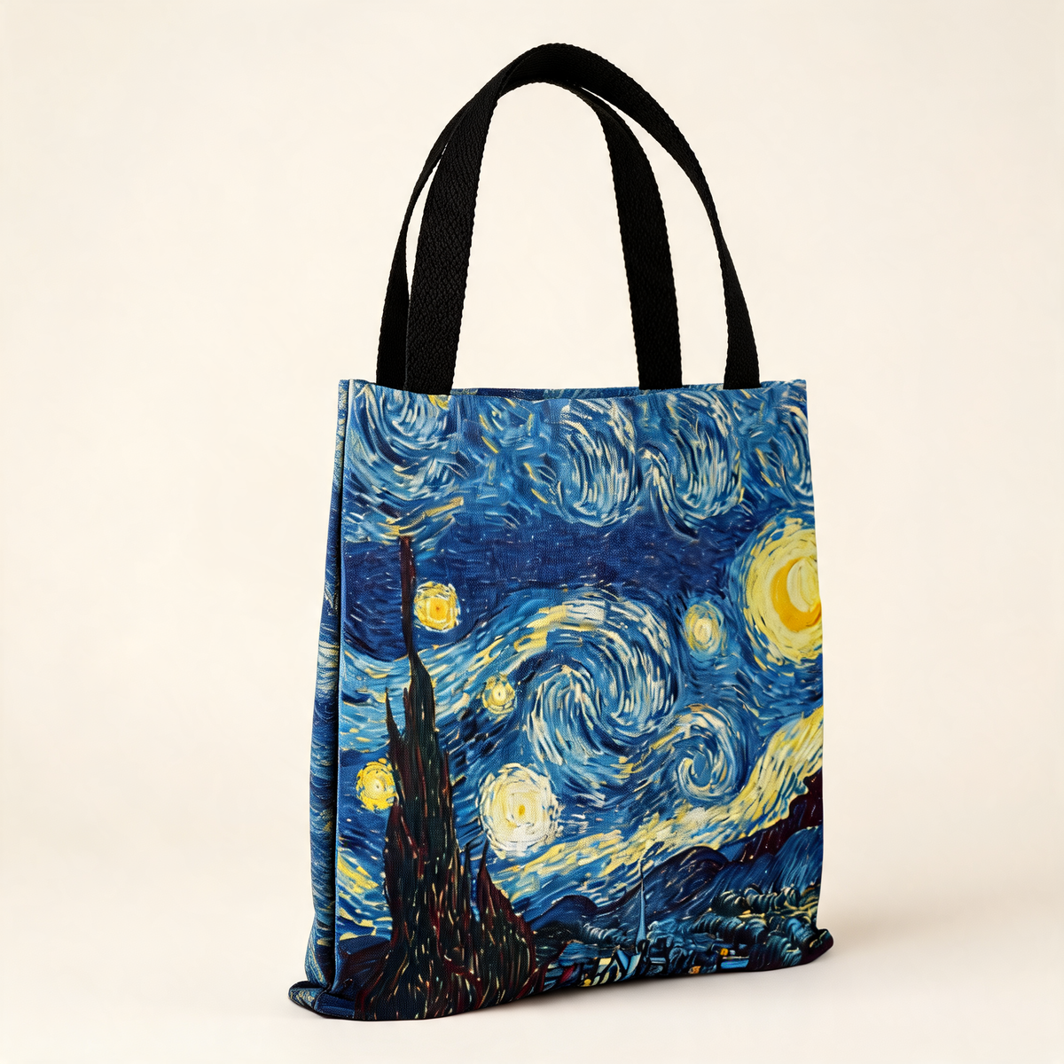 Starry Night Art Print Tote — three-quarter product view | Mak&Malva gallery 1-3