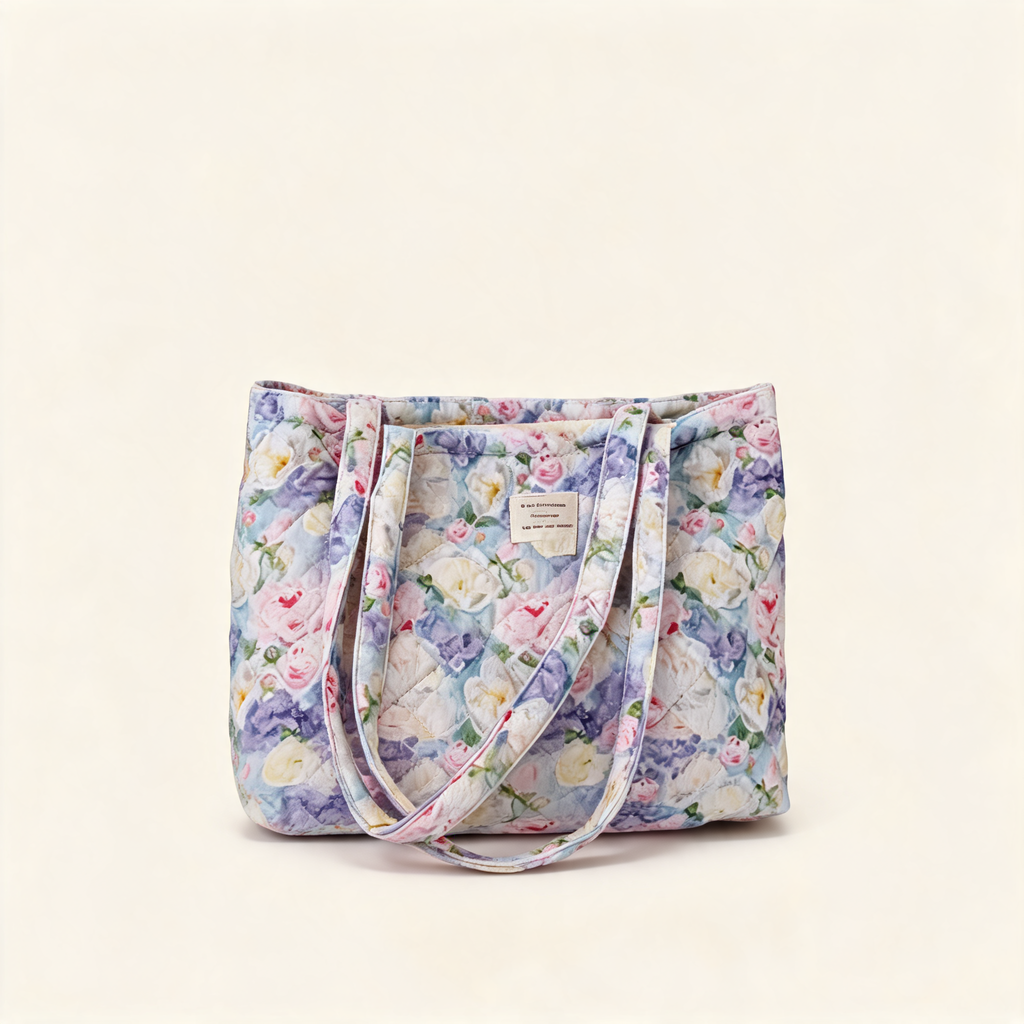 Petite Fleur Quilted Tote — front product view | Mak&Malva gallery 1-3