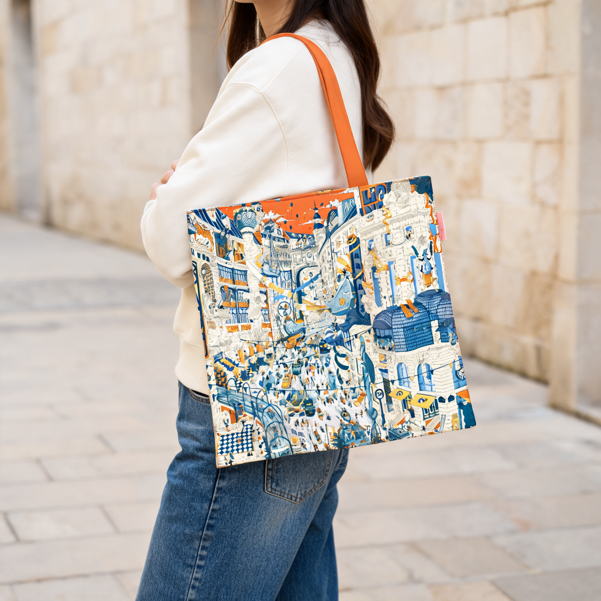 Painted City Tote — lifestyle styling | Mak&Malva gallery 1-3