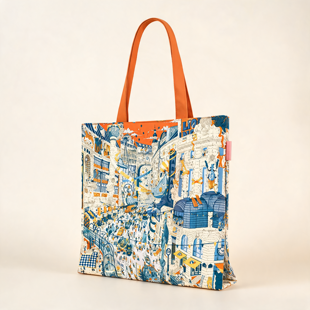 Painted City Tote — three-quarter product view | Mak&Malva gallery 1-3