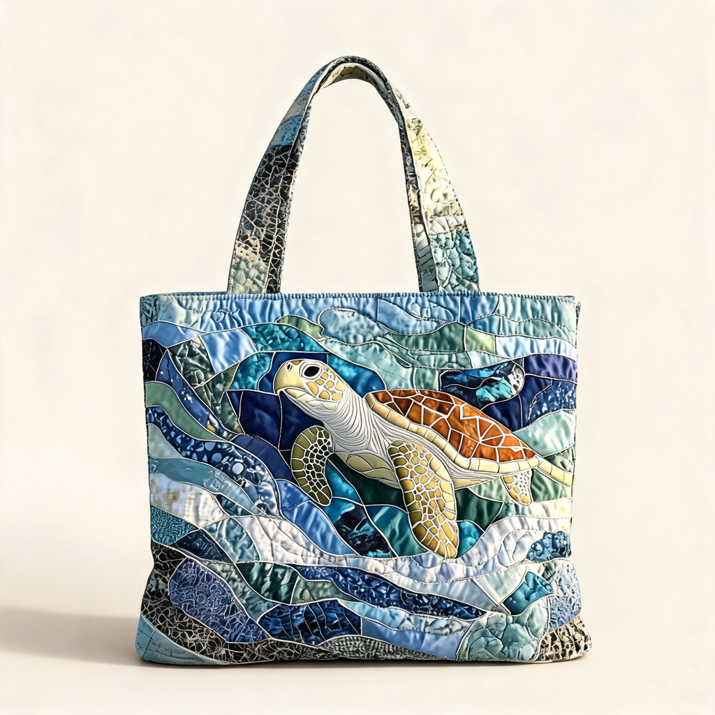Ocean Turtle Print Tote — front product view | Mak&Malva gallery 1-3
