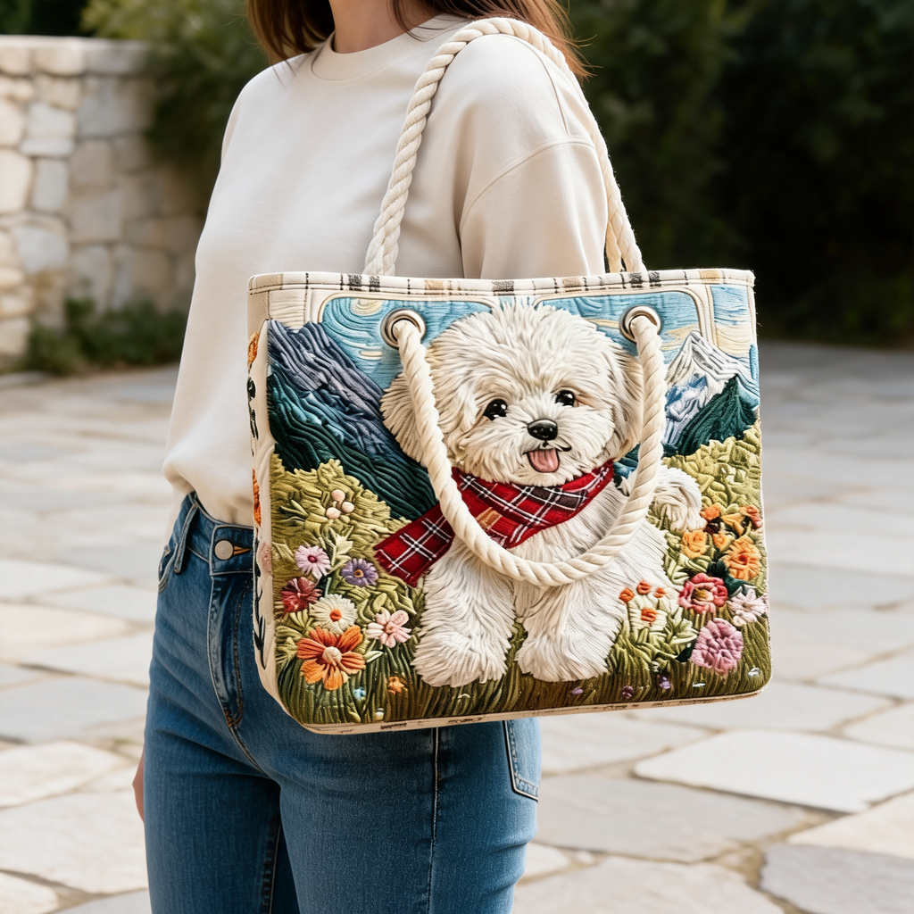 Garden Puppy Print Tote — lifestyle styling | Mak&Malva gallery 1-3