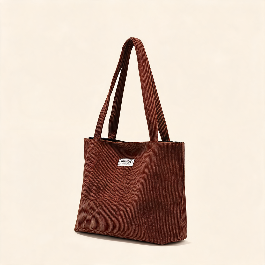 Everyday Ribbed Zip Tote — three-quarter product view | Mak&Malva gallery 1-3