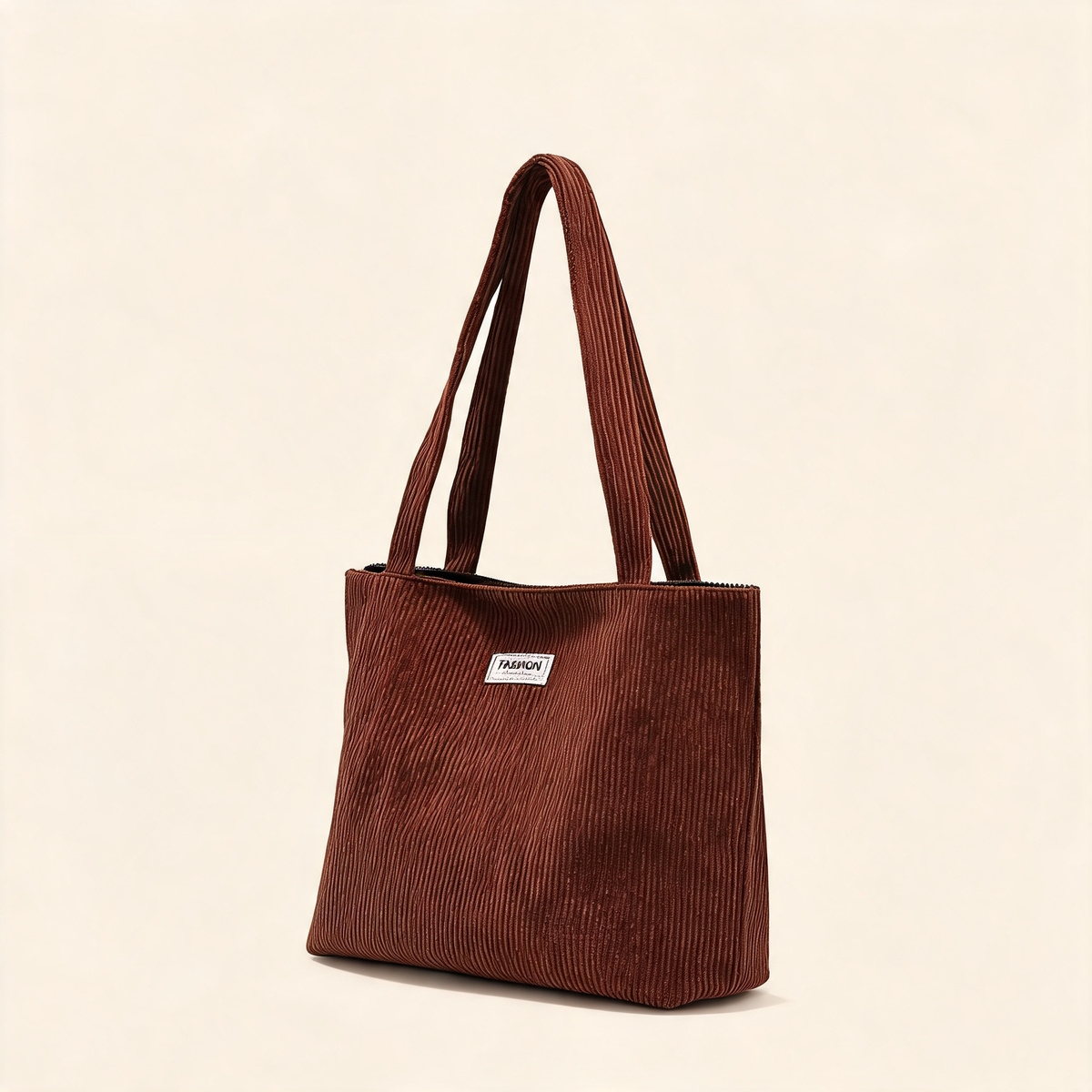 Everyday Ribbed Zip Tote — three-quarter product view | Mak&Malva gallery 1-3