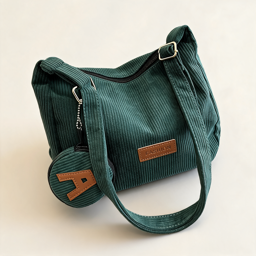 Soft Ribbed Shoulder Tote — three-quarter product view | Mak&Malva gallery 1-3