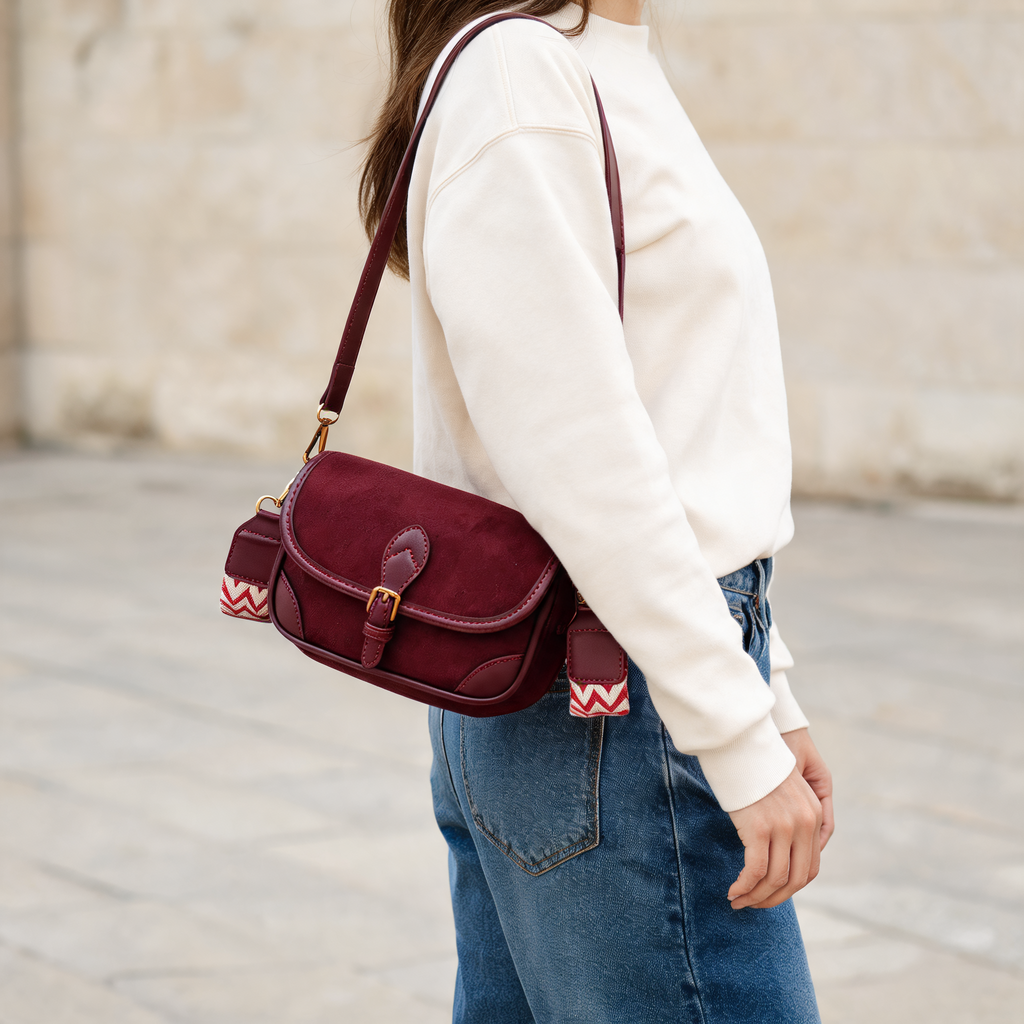 Suede Effect Everyday Crossbody — lifestyle styling | Mak&Malva gallery 1-3