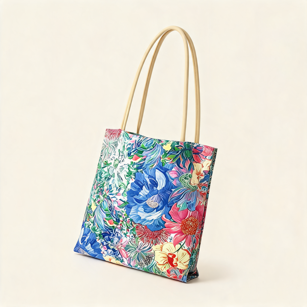 Botanical Bouquet Tote — three-quarter product view | Mak&Malva gallery 1-3